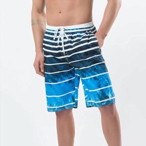 img 4 attached to Colorful Stripe Quick Dry Board Shorts For Men - YnimioAOX Swimming Trunks