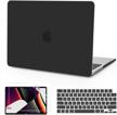 protective case for macbook pro 14 inch (2021-2023 models) with touch id and m1/m2 chip - hard shell cover, keyboard skin, and screen guard - black logo