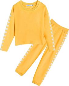 img 4 attached to 👧 Girls' Active Greatchy Tracksuit Sweatsuit - Sweatshirt & Sweatpants Clothing Set