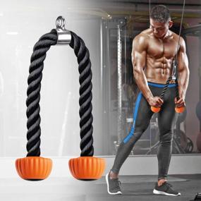 img 1 attached to SELEWARE Tricep Cable Attachment For Cable Machines, 28”/36” Universal Pull Down Rope With Soft Rubber Ends, Ideal For Home Gym Workout, Fitness And Exercise