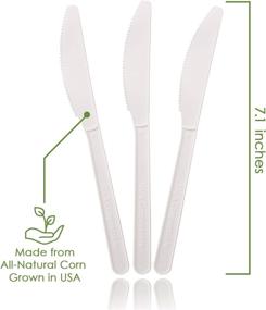 img 2 attached to 140 Large 100% Compostable Knives (7 in.) - Eco-Friendly, Durable, and Heat Resistant Disposable Utensils by Ecovita with Convenient Tray