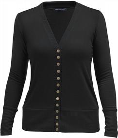 img 3 attached to 👗 Stylish Women's V-Neck Knit Sweater Cardigan with Long Sleeves and Snaps Button Down - VERABENDI