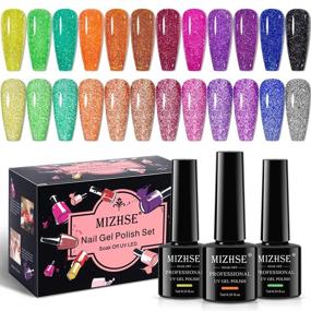 img 4 attached to Neon Reflective Glitter Gel Polish Set - 12 Sparkly Disco Diamond Nail Polishes In Blue And Pink Shades, 7Ml Each, Soak Off UV LED Manicure Set For Nail Art Salon