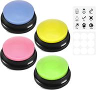 🐶 woofcai dog buttons for communication - 4 pcs recordable dog talking buttons set with stickers pet clicker training for dogs speaking interactive tool answer buzzers buttons logo