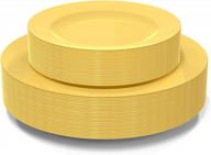 plastic plates disposable, light yellow, 60 pcs logo