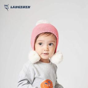 img 2 attached to Уютите своего малыша с помощью вязаных детских шапок LANGZHEN'S на флисовой подкладке для девочек и мальчиков розового цвета, размер 48-50 см