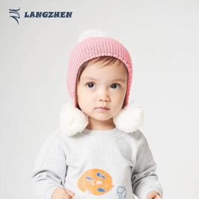 img 3 attached to Уютите своего малыша с помощью вязаных детских шапок LANGZHEN'S на флисовой подкладке для девочек и мальчиков розового цвета, размер 48-50 см