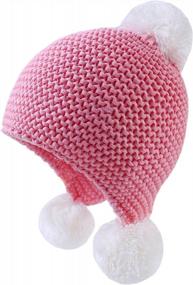 img 4 attached to Cozy Up Your Little One With LANGZHEN'S Fleece-Lined Knitted Baby Hats For Girls And Boys In Pink, 48-50CM Size