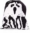 halloween candy bag ghost print - durable and washable canvas tote with drawstring for trick or treating logo