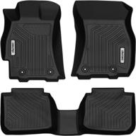 🚗 oedro floor mats 2015-2019 subaru outback/legacy: black tpe all weather guard 1st and 2nd row liners logo