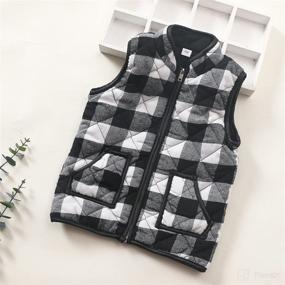 img 2 attached to 👧 Toddler Girls' Plaid Zipper Vest Coat: Christmas Sleeveless Outwear with Pocket for Fall & Winter