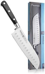 img 1 attached to Ergonomic Santoku Knife 7In KITAKAMI X50CrMoV15 Steel Non-Slip Handle - FISSMAN Multipurpose Stainless Steel Kitchen Knives