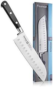img 4 attached to Ergonomic Santoku Knife 7In KITAKAMI X50CrMoV15 Steel Non-Slip Handle - FISSMAN Multipurpose Stainless Steel Kitchen Knives