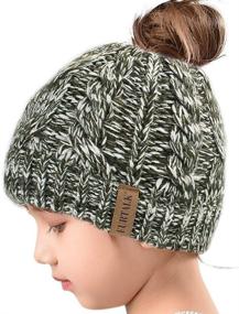 img 4 attached to Winter Girls Ponytail Beanie - Toddler Girls' Cold Weather Accessories