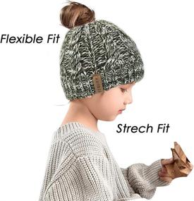 img 3 attached to Winter Girls Ponytail Beanie - Toddler Girls' Cold Weather Accessories