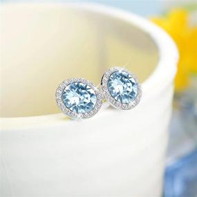 img 1 attached to Sparkle And Shine With KesaPlan Sterling Silver Crystal Stud Earrings - Hypoallergenic, Austria-Made, Round-Cut Rhinestone Halo, Perfect For Women And Girls