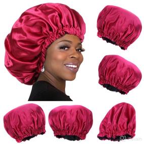 img 3 attached to Adjustable Bonnet Sleeping Supernova Burgundy Personal Care and Bath & Bathing Accessories