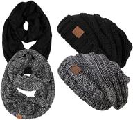 oversized slouchy beanie hat and infinity scarf set - funky junque logo