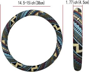 img 1 attached to Чехол на руль для автомобиля сетка Бая, 15 дюймов, для автомобилей, внедорожников, фургонов, грузовиков, авто, этнический стиль, грубая ткань льна (вариант Bohemia-WH)