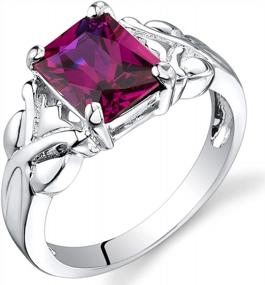 img 4 attached to Sterling Silver Peora Criss-Cross Solitaire Ring With 3 Carat Radiant Cut Created Ruby, 9X7Mm, Comfort Fit, Available In Sizes 5-9