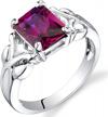 sterling silver peora criss-cross solitaire ring with 3 carat radiant cut created ruby, 9x7mm, comfort fit, available in sizes 5-9 logo
