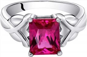 img 2 attached to Sterling Silver Peora Criss-Cross Solitaire Ring With 3 Carat Radiant Cut Created Ruby, 9X7Mm, Comfort Fit, Available In Sizes 5-9