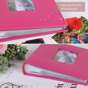 img 2 attached to Pink Leather Photo Album - Holds 200 4X6 Photos, Small Capacity Family Wedding Baby Memo Album For Anniversary Or Holiday Memories, By RECUTMS.