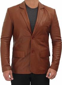 img 3 attached to Men'S Lambskin Leather Casual Blazer Jacket By Blingsoul