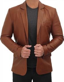 img 4 attached to Men'S Lambskin Leather Casual Blazer Jacket By Blingsoul