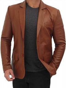 img 2 attached to Men'S Lambskin Leather Casual Blazer Jacket By Blingsoul
