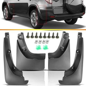 img 1 attached to 🚗 Replacement Set of 4 Mud Flaps/Splash Guards for Toyota RAV4 2006-2012 with Factory Fender Flares - Front and Rear Protection