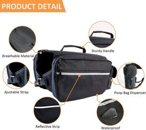 img 3 attached to 🐾 Xunxie Dog Backpack - Durable Nylon Saddle Bag for Medium & Large Dogs, Ideal for Hiking, Training, and Camping with Convenient Poop Bag Dispenser