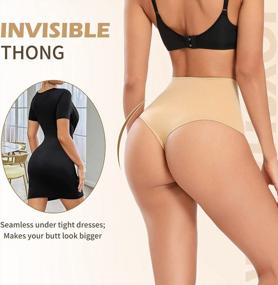 img 2 attached to Seamless Thong Shapewear For Women High Waisted Panties Underwear Tummy Control Body Shaping Waist Shaper