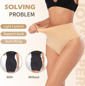 img 1 attached to Seamless Thong Shapewear For Women High Waisted Panties Underwear Tummy Control Body Shaping Waist Shaper
