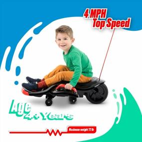 img 2 attached to Rollplay Nighthawk Bolt 12 Volt Ride On Toy For Ages 4-8 With Compact Design For Easy Storage, Side Handlebars For Steering, And A Top Forward Speed Of 4 MPH, Black