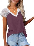 👚 kinlonsair women's crochet lace v-neck t-shirts: stylish & comfortable loose fitting tanks logo