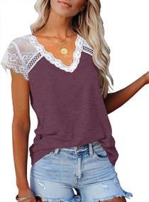 img 4 attached to 👚 KINLONSAIR Women's Crochet Lace V-Neck T-Shirts: Stylish & Comfortable Loose Fitting Tanks