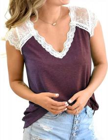 img 2 attached to 👚 KINLONSAIR Women's Crochet Lace V-Neck T-Shirts: Stylish & Comfortable Loose Fitting Tanks
