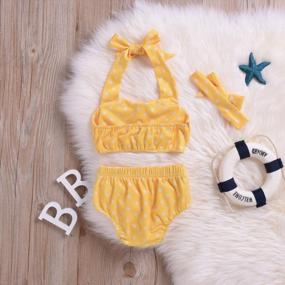 img 1 attached to Adorable Polka Dot Baby Girl Bikini Swimsuit Set W/ Headband - Toddler Halter Swimwear