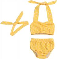 adorable polka dot baby girl bikini swimsuit set w/ headband - toddler halter swimwear logo