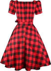 img 3 attached to OBBUE Vintage Cocktail Sleeves Black White Plaid Women's Clothing ~ Dresses