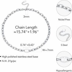 img 3 attached to 18-каратное позолоченное панк-цепь из нержавеющей стали с крупными морскими звеньями, эффектное ожерелье для женщин от EF ENFASHION