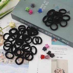 img 3 attached to Set Of 200 Soft Black Mini Hair Ties For Girls, With 10 Cute Hair Clips - Perfect For Thin, Thick, And Curly Hair - Must-Have Hair Accessories
