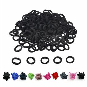 img 4 attached to Set Of 200 Soft Black Mini Hair Ties For Girls, With 10 Cute Hair Clips - Perfect For Thin, Thick, And Curly Hair - Must-Have Hair Accessories