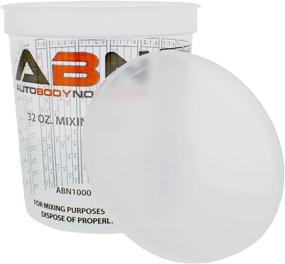 img 2 attached to 🔸 12 Pack of ABN Clear Plastic Mixing Cup Lids, 32oz Ounce (1qt Quart) Size