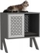 modern grey cat house with end table and cushion - homefort pet furniture for indoor cats logo