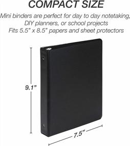 img 4 attached to Samsill Economy 3 Ring Mini Binder - Black (6 Pack) - Holds 100 Sheets - Made In USA