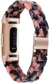 img 3 attached to Ayeger Resin Band for Fitbit Charge 4, Charge 3/3 SE - Women Men Rose Gold Buckle Wristband Strap in Pink and Black - Resin Accessory for Fitbit Charge 4, 3/3 SE Smart Watch Fitness