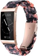 ayeger resin band for fitbit charge 4, charge 3/3 se - women men rose gold buckle wristband strap in pink and black - resin accessory for fitbit charge 4, 3/3 se smart watch fitness logo