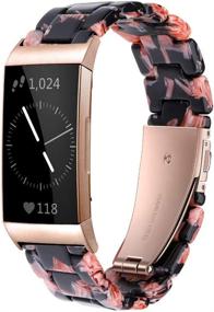 img 4 attached to Ayeger Resin Band for Fitbit Charge 4, Charge 3/3 SE - Women Men Rose Gold Buckle Wristband Strap in Pink and Black - Resin Accessory for Fitbit Charge 4, 3/3 SE Smart Watch Fitness